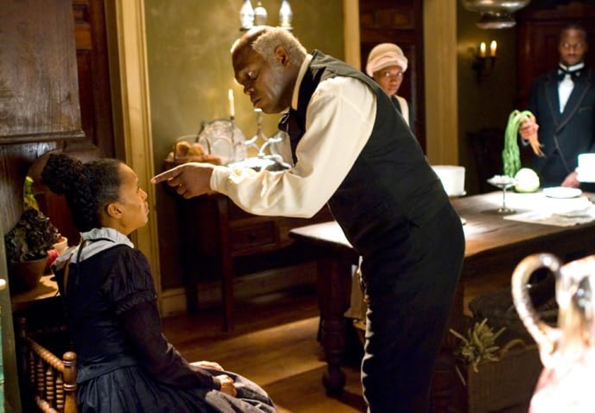 Stephen pointing and scolding in Django Unchained, used to represent offshore managers who punish initiative, ration recognition, and enforce fear instead of leadership.